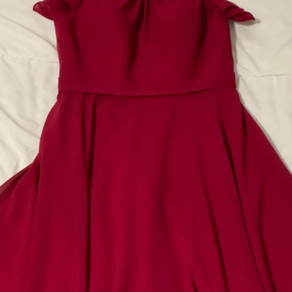 Chiffon dress with A-line scoop tea-length with cascading ruffles - Picture 7 of 8